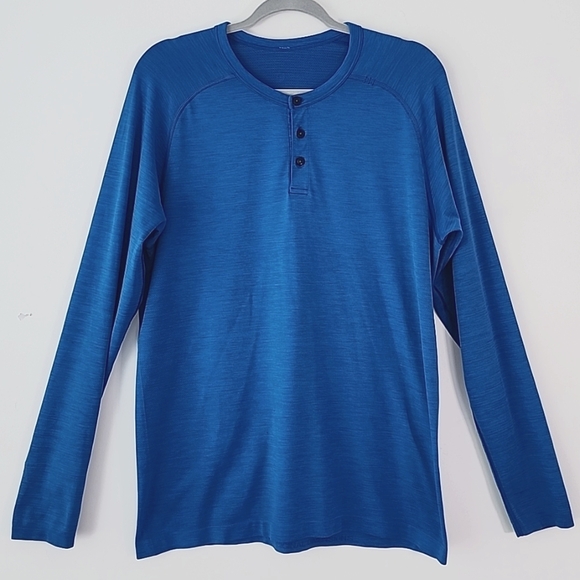Lululemon Metal Vent Tech Long Sleeve Henley Blue L - Picture 1 of 9